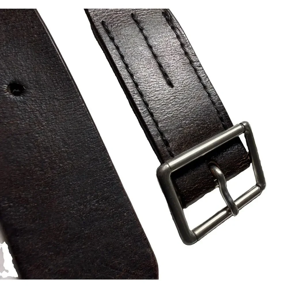 Wallace & Barnes Handcrafted Italian Leather Belt Brown Worn Distressed Sz 40